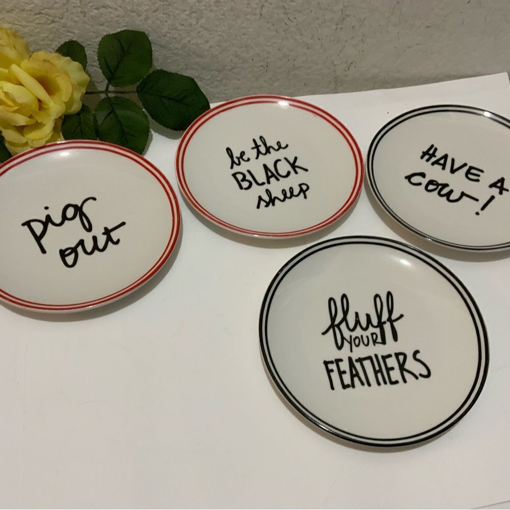 CLAY ART APPETIZER PLATE SET OF 4 WHIMSICAL 6” G6